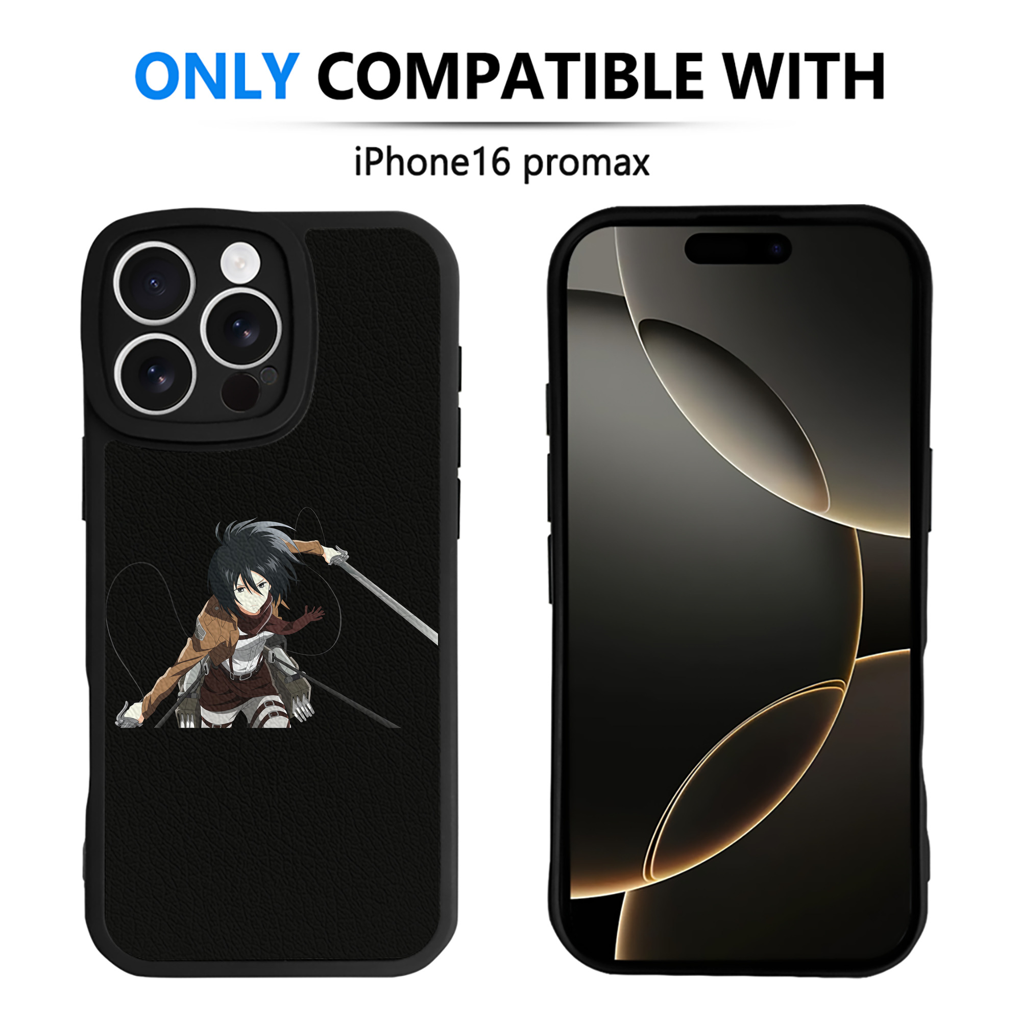（画像用） 進撃の巨人 ミカサ·アッカーマン Attack on Titan Mikasa Ackerman 【iPhone 16シリーズ対応】シリコンスマホケース（レザー調） 材質：シリコン